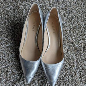 M. Gemi silver kitten heels